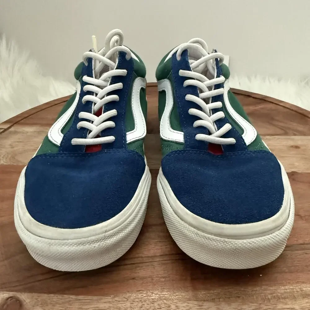 Vans Old Skool Shoes Mens Size 6 Womens 7.5 Blue Green Yellow Suede Canvas Skate
